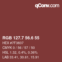 カラーコード: RGB 127.7 56.6 55 | qconv.com