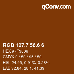カラーコード: RGB 127.7 56.6 6 | qconv.com