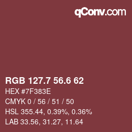 カラーコード: RGB 127.7 56.6 62 | qconv.com