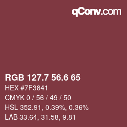 カラーコード: RGB 127.7 56.6 65 | qconv.com