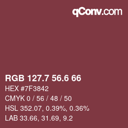 カラーコード: RGB 127.7 56.6 66 | qconv.com