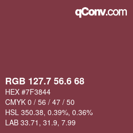 カラーコード: RGB 127.7 56.6 68 | qconv.com