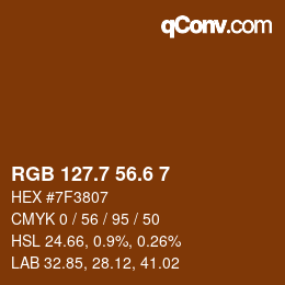 カラーコード: RGB 127.7 56.6 7 | qconv.com