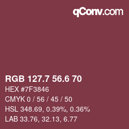 カラーコード: RGB 127.7 56.6 70 | qconv.com