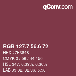 カラーコード: RGB 127.7 56.6 72 | qconv.com
