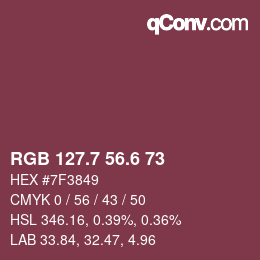 カラーコード: RGB 127.7 56.6 73 | qconv.com