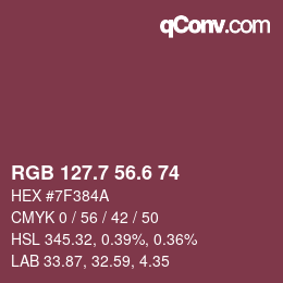 カラーコード: RGB 127.7 56.6 74 | qconv.com