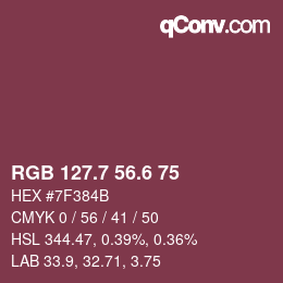 カラーコード: RGB 127.7 56.6 75 | qconv.com