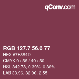 カラーコード: RGB 127.7 56.6 77 | qconv.com