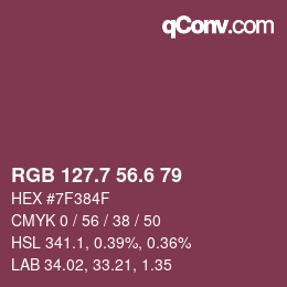 カラーコード: RGB 127.7 56.6 79 | qconv.com
