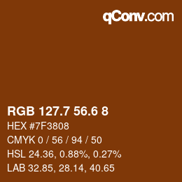 カラーコード: RGB 127.7 56.6 8 | qconv.com