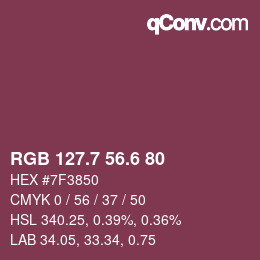 カラーコード: RGB 127.7 56.6 80 | qconv.com