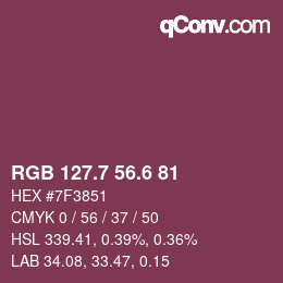 カラーコード: RGB 127.7 56.6 81 | qconv.com
