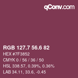 カラーコード: RGB 127.7 56.6 82 | qconv.com