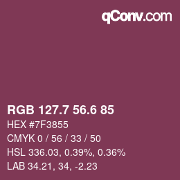 カラーコード: RGB 127.7 56.6 85 | qconv.com