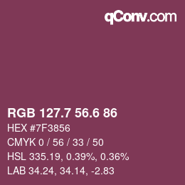 カラーコード: RGB 127.7 56.6 86 | qconv.com