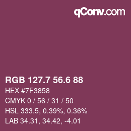 カラーコード: RGB 127.7 56.6 88 | qconv.com