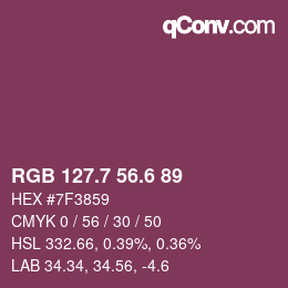 カラーコード: RGB 127.7 56.6 89 | qconv.com