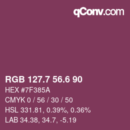 カラーコード: RGB 127.7 56.6 90 | qconv.com