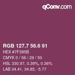 カラーコード: RGB 127.7 56.6 91 | qconv.com