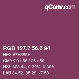 カラーコード: RGB 127.7 56.6 94 | qconv.com