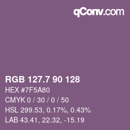 カラーコード: RGB 127.7 90 128 | qconv.com