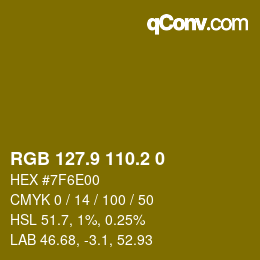 カラーコード: RGB 127.9 110.2 0 | qconv.com
