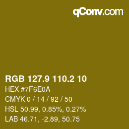 カラーコード: RGB 127.9 110.2 10 | qconv.com