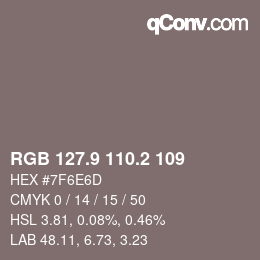 Color code: RGB 127.9 110.2 109 | qconv.com