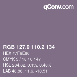 Color code: RGB 127.9 110.2 134 | qconv.com