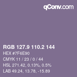 Color code: RGB 127.9 110.2 144 | qconv.com
