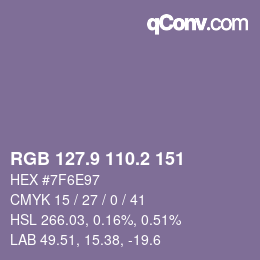 Color code: RGB 127.9 110.2 151 | qconv.com