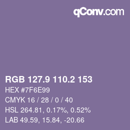 カラーコード: RGB 127.9 110.2 153 | qconv.com