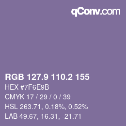 Color code: RGB 127.9 110.2 155 | qconv.com