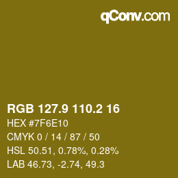 カラーコード: RGB 127.9 110.2 16 | qconv.com