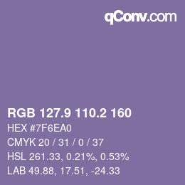 Color code: RGB 127.9 110.2 160 | qconv.com