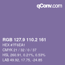 カラーコード: RGB 127.9 110.2 161 | qconv.com