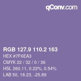 カラーコード: RGB 127.9 110.2 163 | qconv.com