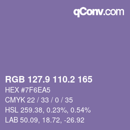 Color code: RGB 127.9 110.2 165 | qconv.com