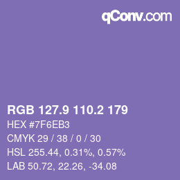 カラーコード: RGB 127.9 110.2 179 | qconv.com
