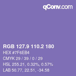 カラーコード: RGB 127.9 110.2 180 | qconv.com
