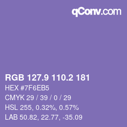 カラーコード: RGB 127.9 110.2 181 | qconv.com