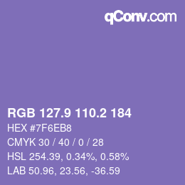 カラーコード: RGB 127.9 110.2 184 | qconv.com