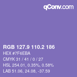 カラーコード: RGB 127.9 110.2 186 | qconv.com