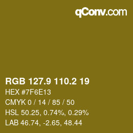 カラーコード: RGB 127.9 110.2 19 | qconv.com