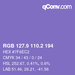 Color code: RGB 127.9 110.2 194 | qconv.com