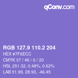 カラーコード: RGB 127.9 110.2 204 | qconv.com