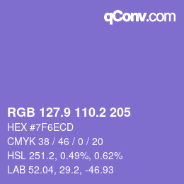 カラーコード: RGB 127.9 110.2 205 | qconv.com