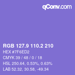 カラーコード: RGB 127.9 110.2 210 | qconv.com