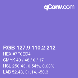 カラーコード: RGB 127.9 110.2 212 | qconv.com